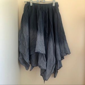 Gradient Blue Cotton midi skirt